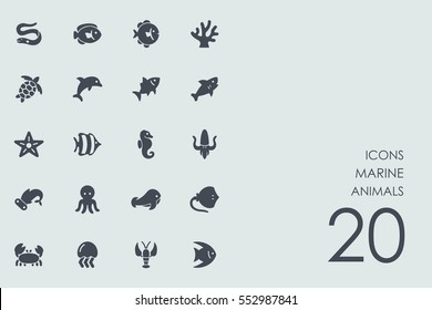 Set of marine animals icons