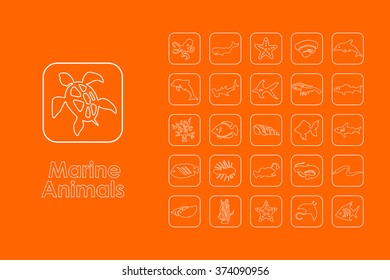 Set of marine animals simple icons