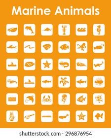 It is a set of marine animals simple web icons