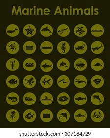 It is a set of marine animals simple web icons