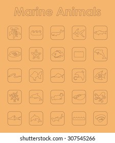 It is a set of marine animals simple web icons