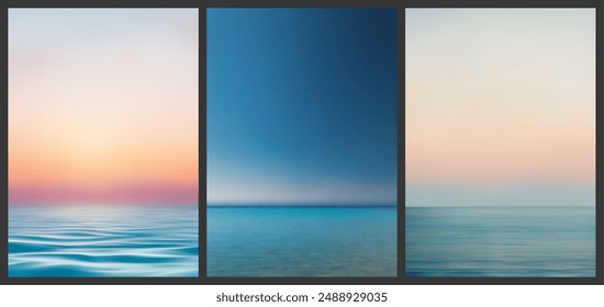 A set of marine backgrounds. The evening seascape