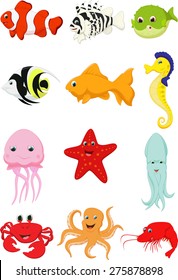 set of marine cartoon