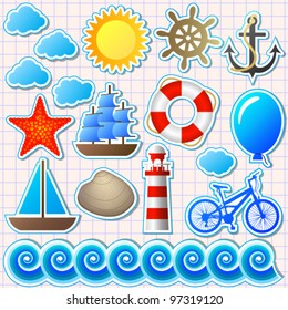 set of marine elements vector