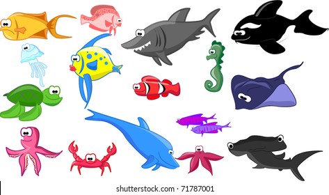 set of marine fish