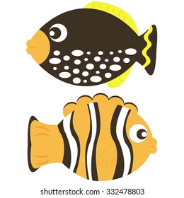 set of marine fish vector