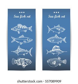set of marine fish. vector illustration