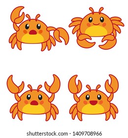 Set Marine life. Crab Vector isolated elements.