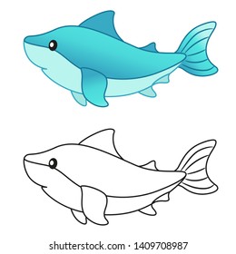 Set Marine life. Fish Vector isolated elements.