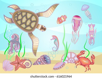 Set of "marine life" for your creativity