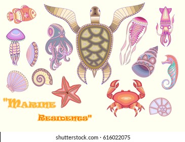 Set of "marine life" for your creativity