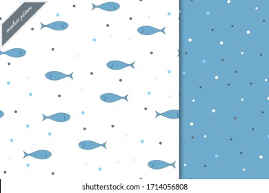 El conjunto de formas marinas sin costura con peces azules. 