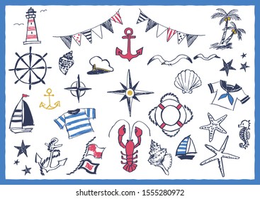 Set of marine, vector illustration