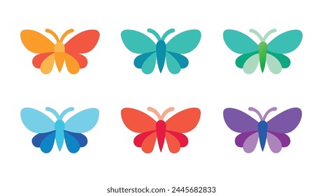 Set of Mariposa Butterfly minimal icons isolated flat vector pro collection illustration on white background