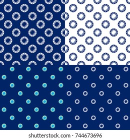 Set of Maritime Backgrounds , Seamless Marine Pattern with Porthole , Travel and Tourism Concept , Vector Illustration