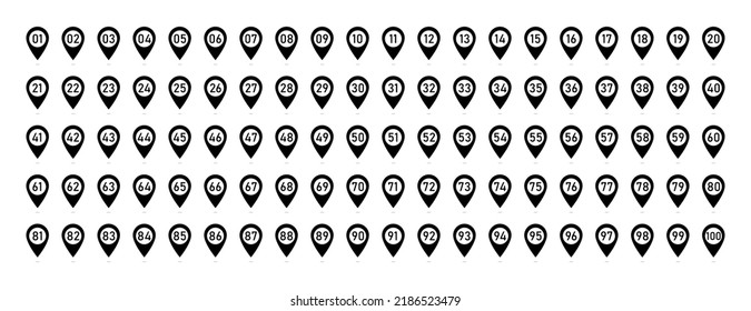 set the marker from 1 to 100. Vector illustration