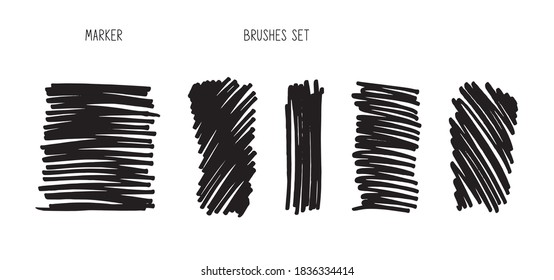 Set of marker brush on transparent background. Collection of isolated design elements for advertising banner, illustrations, web etc.