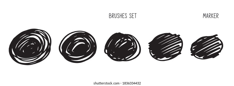 Set of marker brush on transparent background. Collection of isolated design elements for advertising banner, illustrations, web etc.