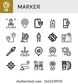 Set of marker icons. Such as Pin, Location, Place, Tracking, Gps, Route, Stationery, Marker, Armillary sphere, Itinerary, Arrows, Navigation, Fire location, Paintball , marker icons