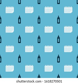 Set Marker pen and Calendar on seamless pattern. Vector
