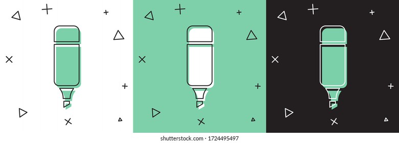 Set Marker pen icon isolated on white and green, black background.  Vector Illustration