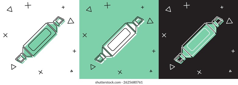Set Marker-Stiftsymbol einzeln auf weißem und grünem, schwarzem Hintergrund.  Vektorgrafik