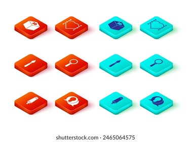 Set Marker pen, Light bulb with concept of idea, Paint brush, Magnifying glass, Heart Bezier curve and Isometric cube icon. Vector
