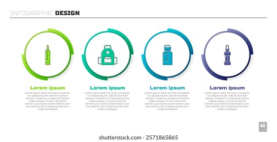 Set Marker pen, School backpack, Paint, gouache, jar, dye and . Business infographic template. Vector