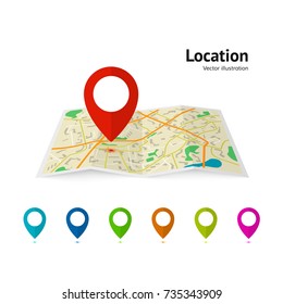 Set of marker pointer on map. map vector illustration. Modern plan pin pointer roadmap. GPS navigation systems. Vector illustration