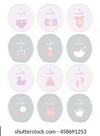 Set of markers for baby / baby age markers set, can be used for photo collage with a baby/ for baby girl