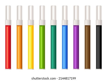 Set of markers. Painter tools and materials. Art supplies for creativity.