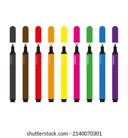 A set of markers. Simple flat vector illustration on a white background.