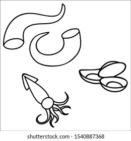 Set of market and sea. Vector illustration of market and marine logo.