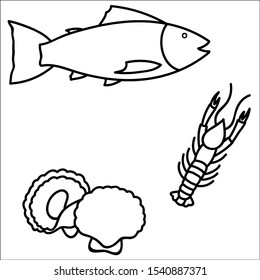 Set of market and sea. Vector illustration of market and marine logo.