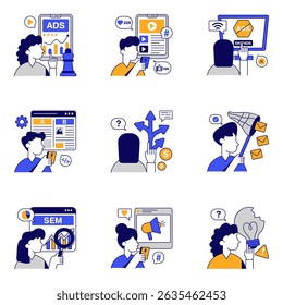 Set of Marketing and Campaign Flat Icons