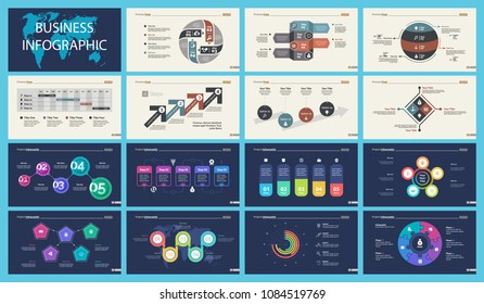 Set of marketing or economics concept infographic charts. Business diagrams for presentation slide templates. For corporate report, advertising, banner and brochure design.
