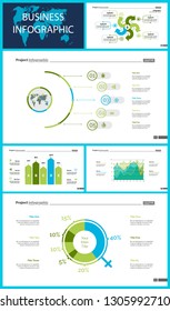 Set of marketing or economics concept infographic charts. Business diagrams for presentation slide templates. For corporate report, advertising, banner and brochure design.