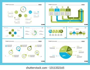Set of marketing or economics concept infographic charts. Business diagrams for presentation slide templates. For corporate report, advertising, banner and brochure design.