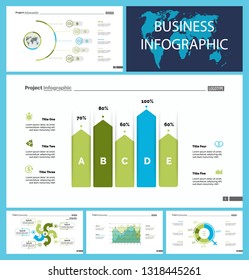 Set of marketing or economics concept infographic charts. Business diagrams for presentation slide templates. For corporate report, advertising, banner and brochure design.