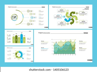 Set of marketing or economics concept infographic charts. Business diagrams for presentation slide templates. For corporate report, advertising, banner and brochure design.