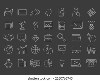 Set of marketing and finance vector line icons, signs and symbols in flat design with elements for mobile concepts and web apps. Collection of modern marketing and finance infographic and pictogram.