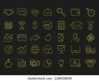 Set of marketing and finance vector line icons, signs and symbols in flat design with elements for mobile concepts and web apps. Collection of modern marketing and finance infographic and pictogram.