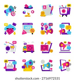Conjunto de Ilustraciones planas de marketing 