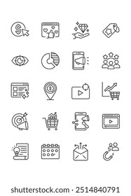 set of marketing icons, digital marketing, business, 