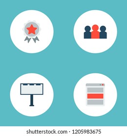 Set of marketing icons flat style symbols with billboard, app, audience and other icons for your web mobile app logo design.