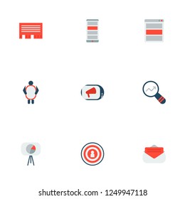 Set of marketing icons flat style symbols with campaign, ads, research and other icons for your web mobile app logo design.