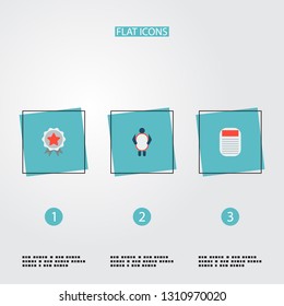 Set of marketing icons flat style symbols with brand awareness, worker, newspaper icons for your web mobile app logo design.