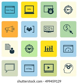 Set Of Marketing Icons On Brain Process, Loading Speed, Report And Other Topics. Editable Vector Illustration. Includes Target, Consulting, Online And More Vector Icons.