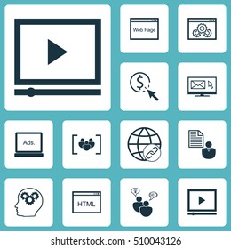 Set Of Marketing Icons On Brain Process, Coding And Questionnaire Topics. Editable Vector Illustration. Includes Performance, Display, Client And More Vector Icons.
