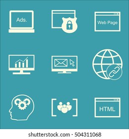 Set Of Marketing Icons On Coding, Security And Connectivity Topics. Editable Vector Illustration. Includes HTML, Analytics And Web Vector Icons.